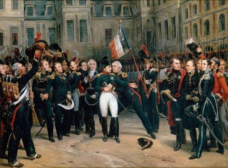napoleão e seus antigos amigos se despedindo melancolicamente