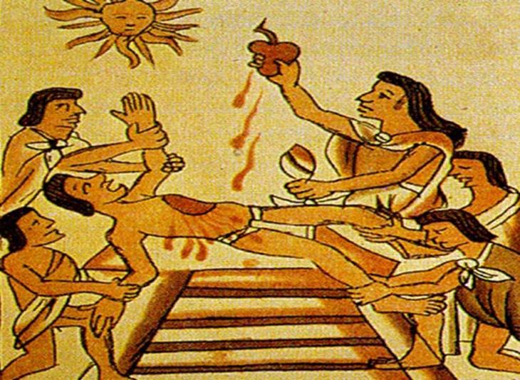 ilustração sacrifício asteca