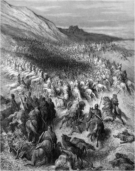ilustração de gustave doré mostrando a batalha de hattin