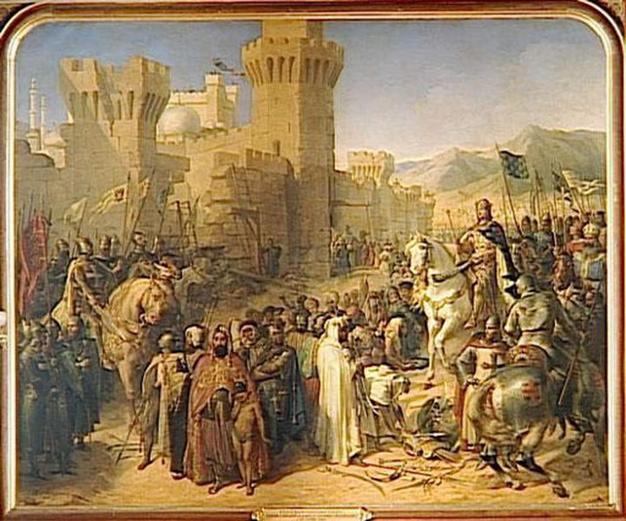 pintura mostrando vitória no cerco de acre durante as cruzadas