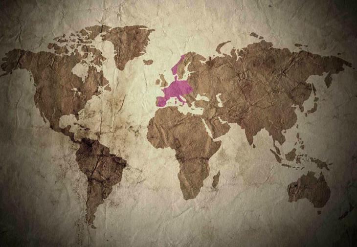 Mapa mundi mostrando a as conquistas de napoleão bonaparte