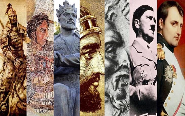 maiores conquistadores Gêngis Khan, Alexandre, Tamerlão, Ciro, Átila, Hitler e Napoleão Bonaparte