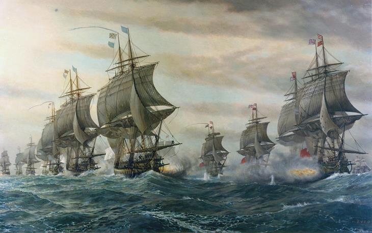 batalha naval entre ingleses e franceses