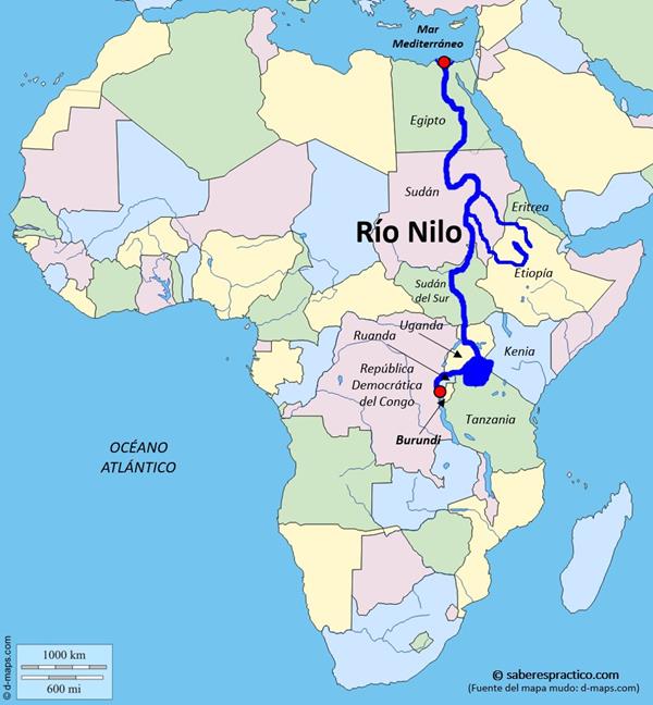 mapa rio nilo