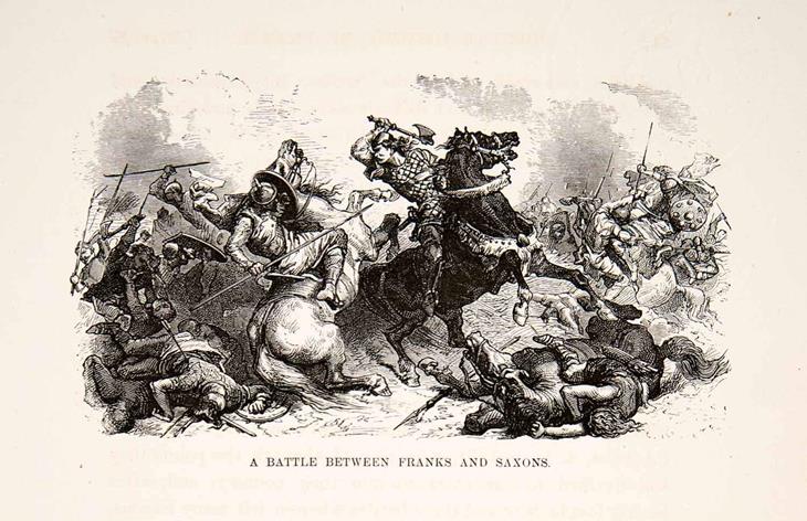 cena de batalha entre francos e saxões