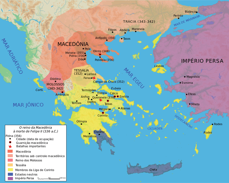 território da Macedônia na morte de Filipe II
