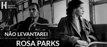 Rosa Parks sentada em ônibus na frente de um homem branco