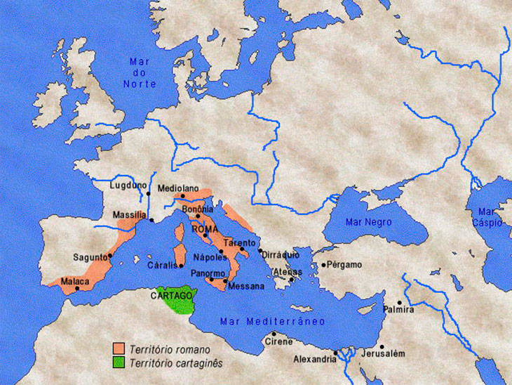 mapa da terceira guerra púnica