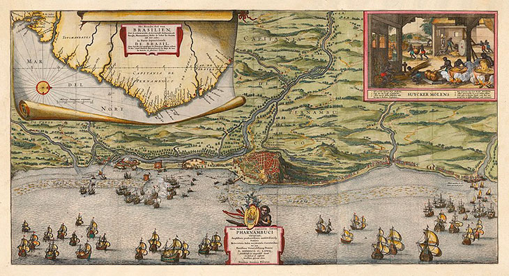 invasões holandesas mapa holandês comemorando a conquista de pernambuco