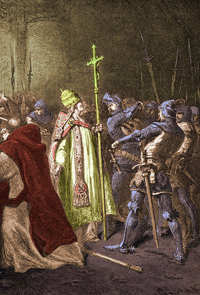 Cisma do Ocidente Sciarra Colonna batendo no papa Bonifácio VIII