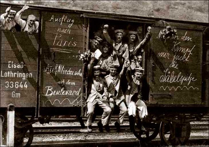 soldados germânicos a caminho da primeira guerra mundial