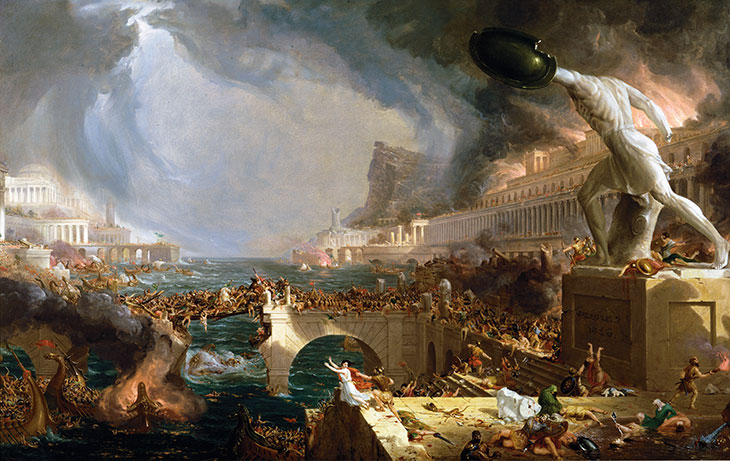 Pintura de Thomas Cole sobre a queda de Roma