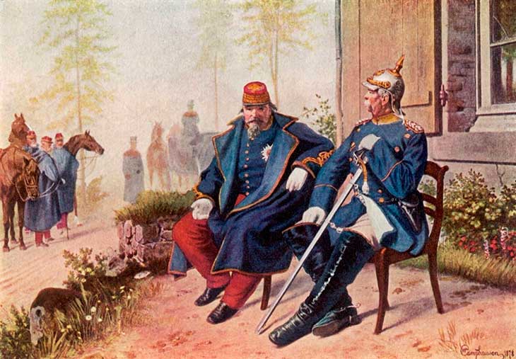 napoleão iii capturado após a guerra franco-prussiana com otto von bismarck