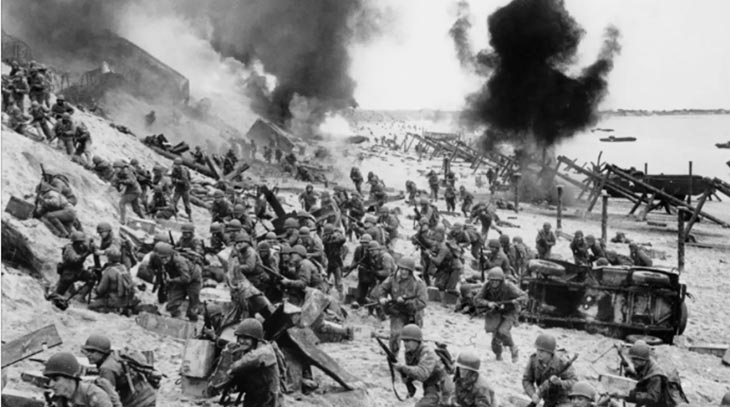 ataque anfíbio na praia de omaha no dia d da segunda guerra mundial