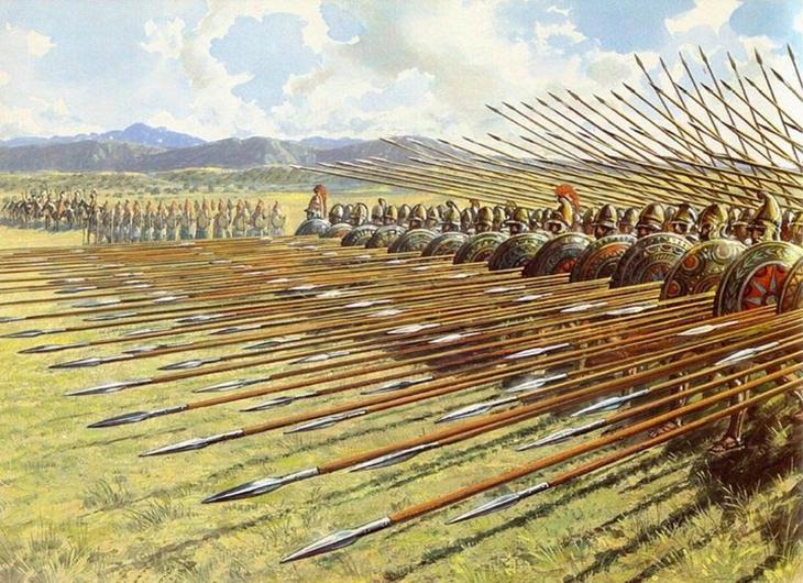 visão diagonal das falanges macedônicas de alexandre o grande em campo de batalha