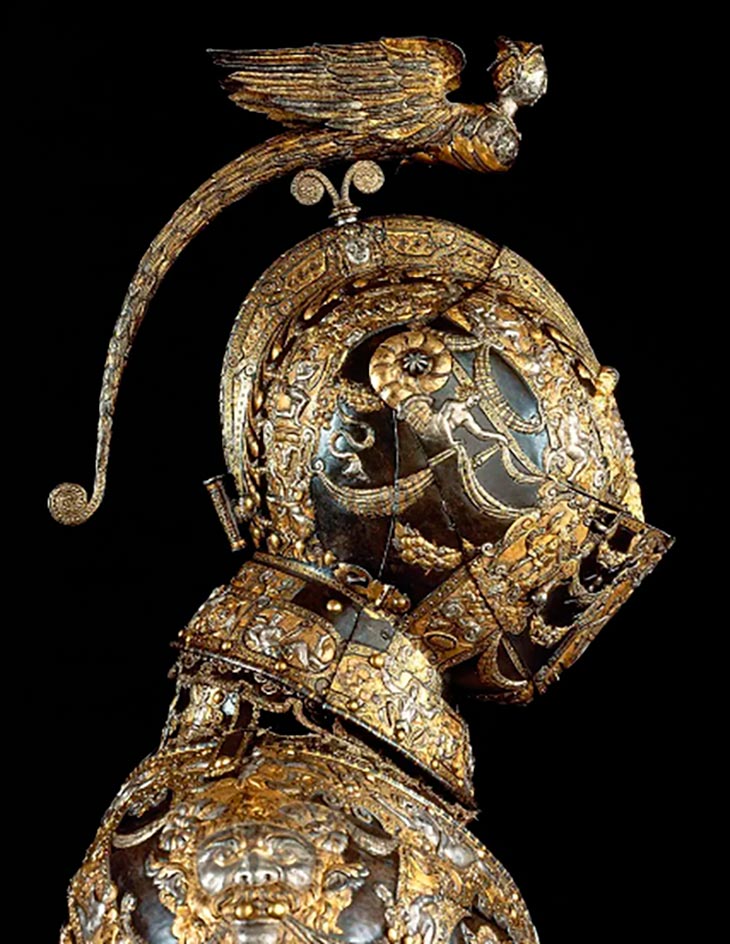 armadura de gala com detalhes feitos sobre ferro do general italiano alessandro farnese